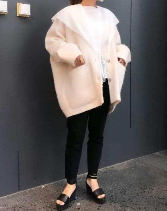 完売品＊yori ウール モヘア シャギージャケット ピンク ノーカラー