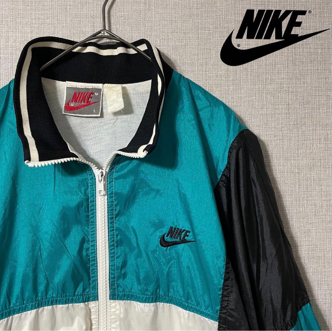 NIKE ナイキ 80s 銀タグ ナイロンジャケット L エメラルドグリーン