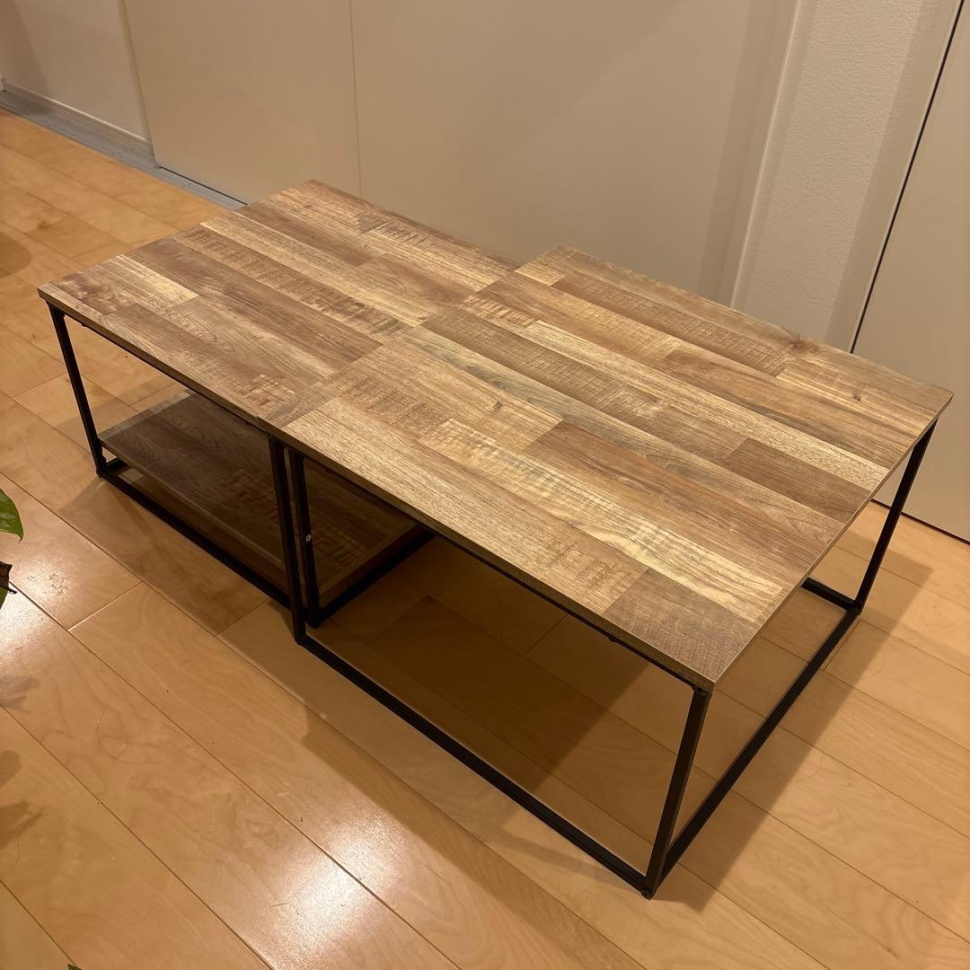 LOWYA ネストテーブル FJナチュラル／ブラック ローテーブル 2個セット