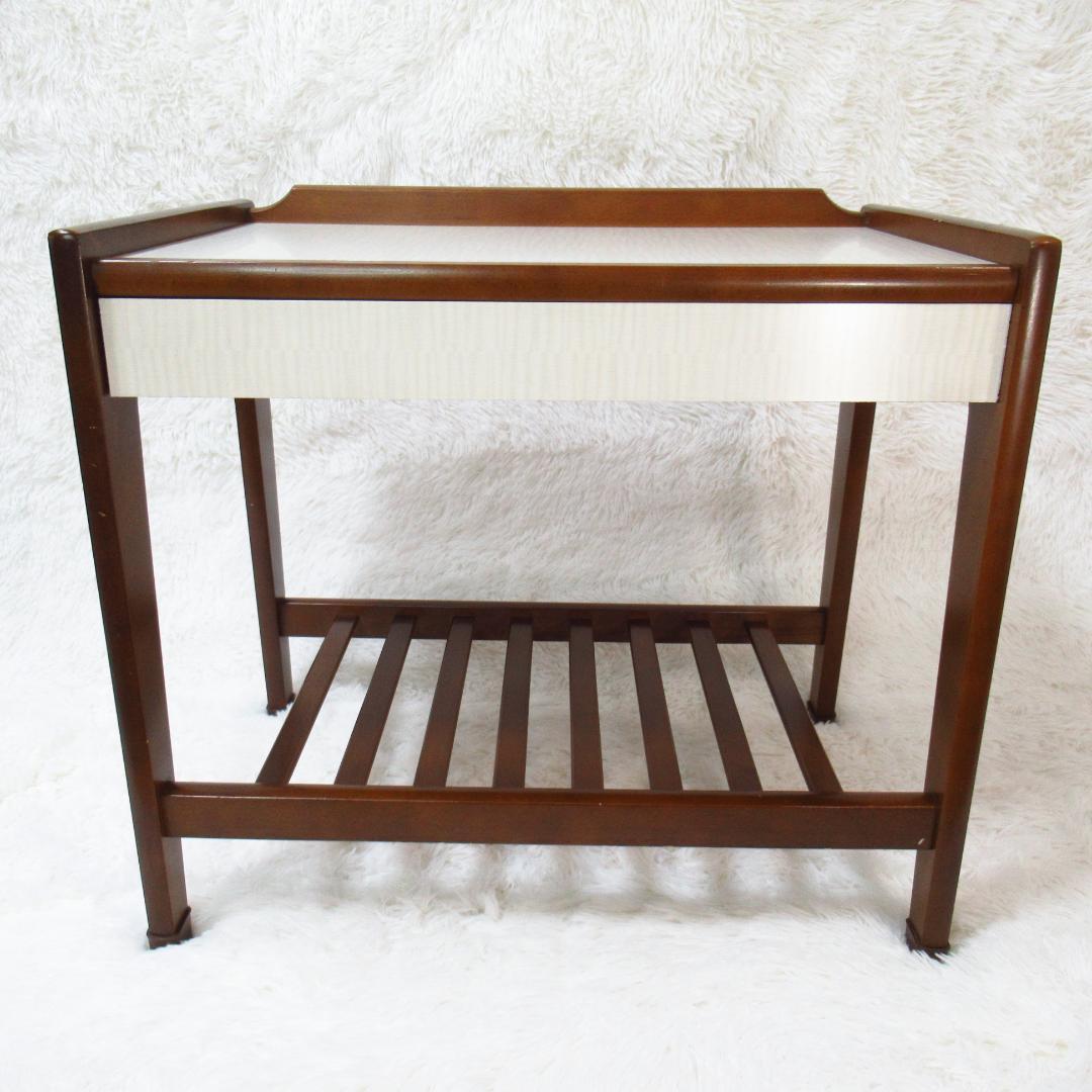 カリモク サイドテーブル コーヒーテーブル 昭和後期 引き出し付き レトロ