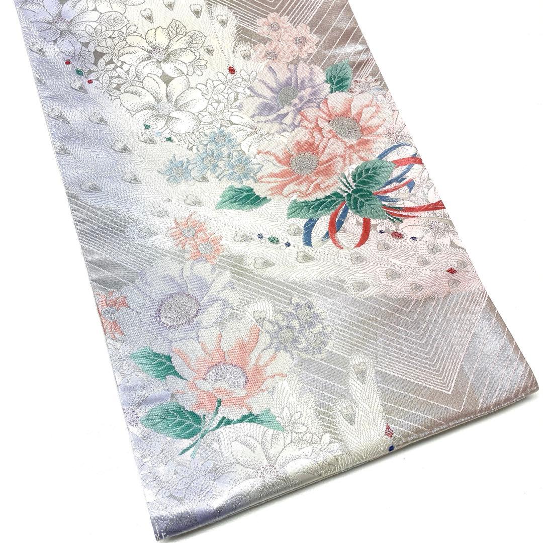A1856 ○高級 正絹 片面全通リバーシブル 袋帯 華文 花文 - メルカリ
