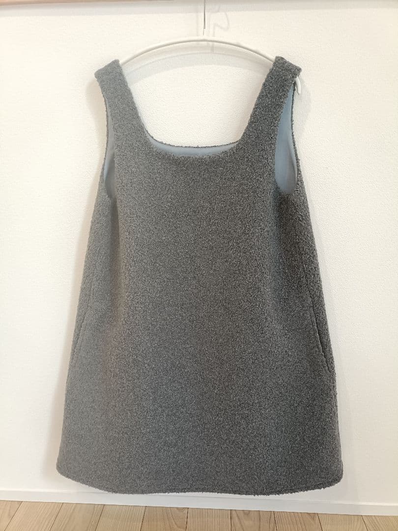 pois square poodle onepiece グレー M - ワンピース最高