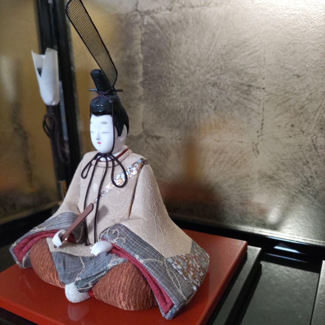 雛人形 江戸木目込人形 親王飾り 貝殻細工風 高級衣装 収納箱付き