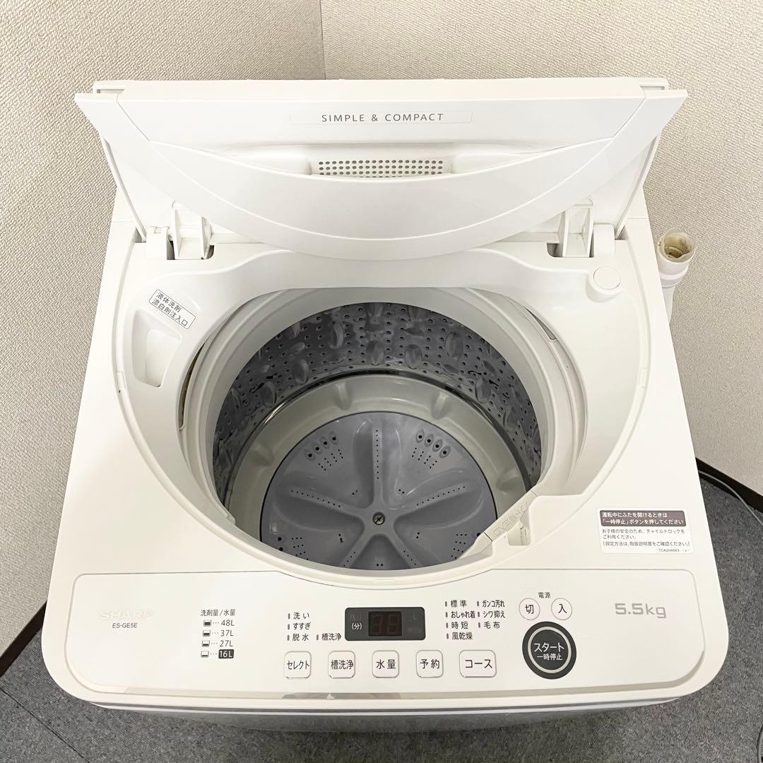 【2021年製】SHARP 全自動洗濯機 5.5kg ES-GE5E-W F