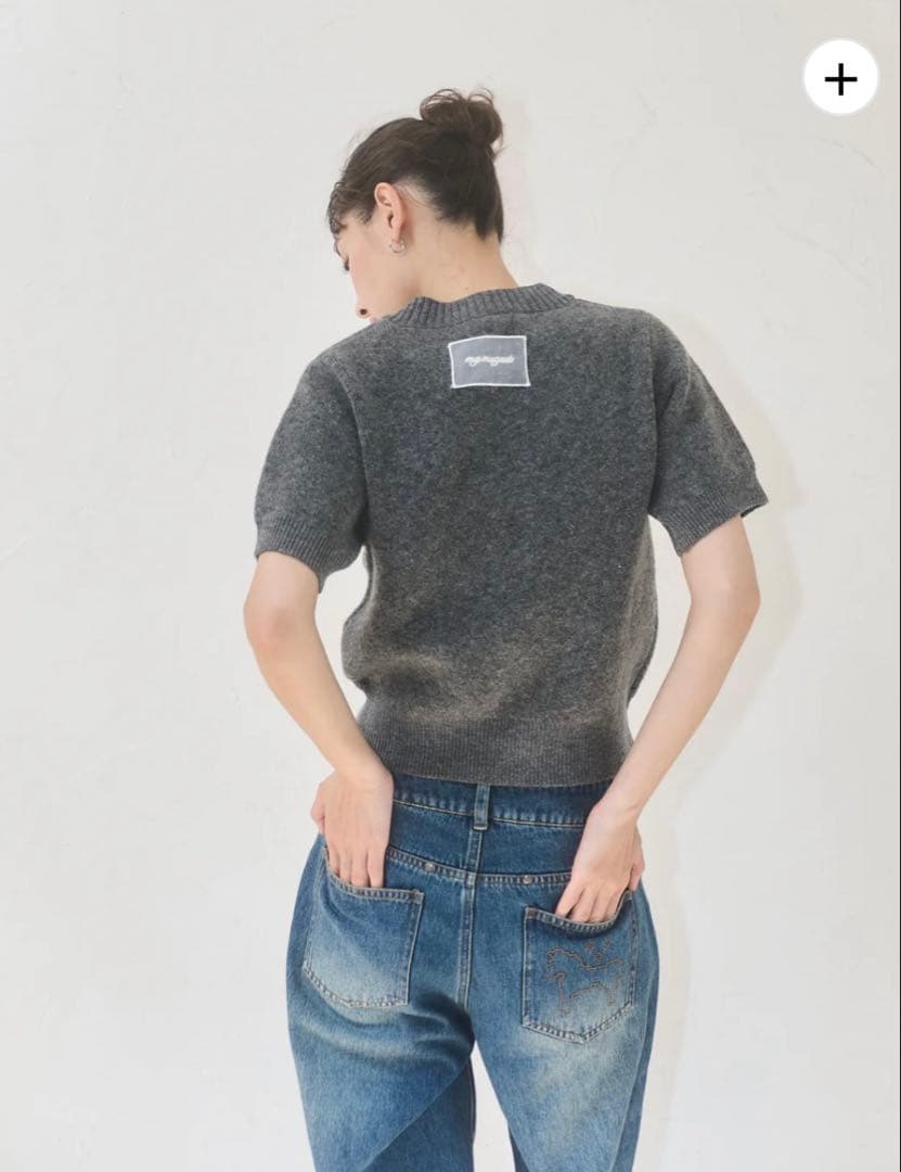 MUGUET pony half knit tops