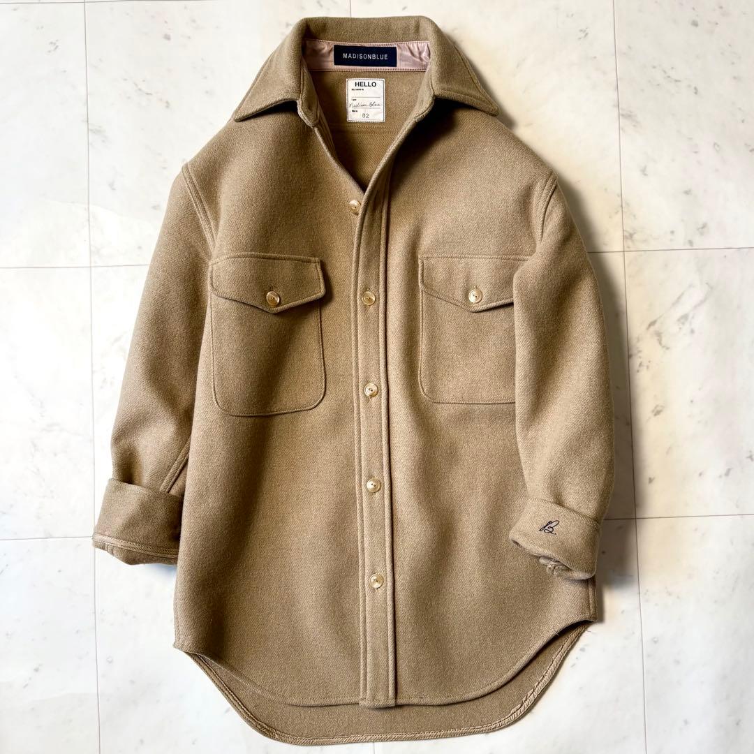 美品 マディソンブルー 厚手 CPO ウールシャル アウター B刺繍 シルク