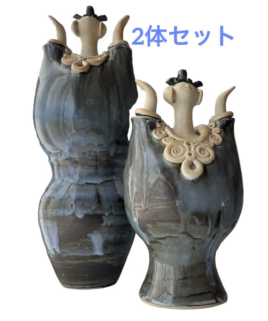 美品】森元青芳 砥部焼 壺人形 青芳窯 念ずれば花ひらく - メルカリ