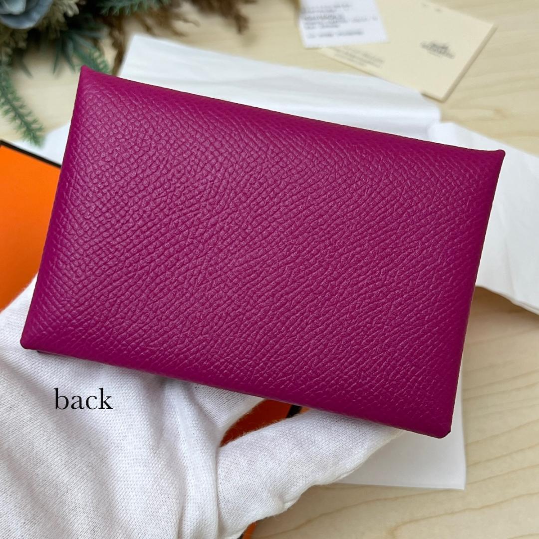 極美品 エルメス カルヴィ ローズパープル 名刺入れ コインケース 箱付き