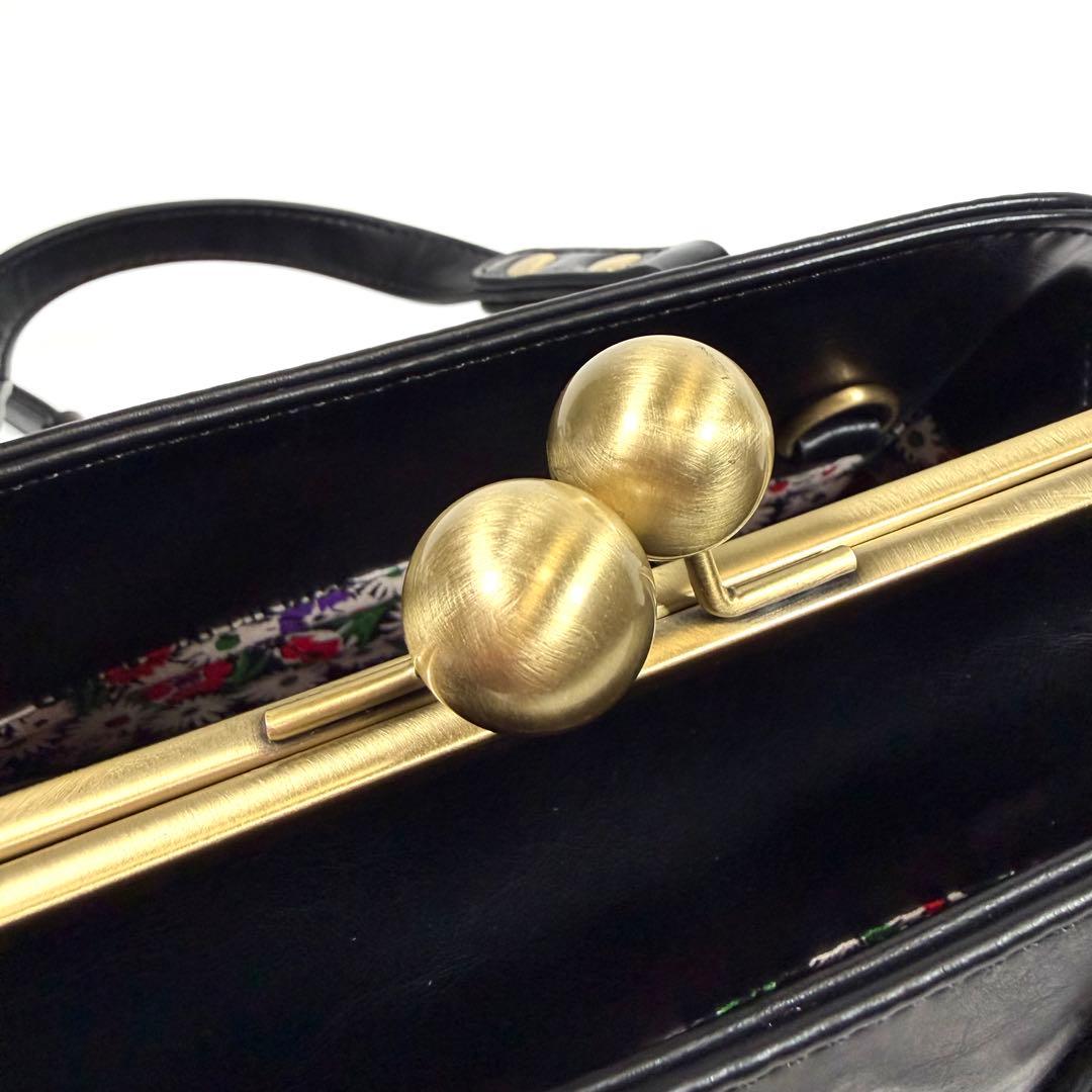 未使用に近い】アナスイ ハンドバッグ 2way がま口 ディディオン 黒