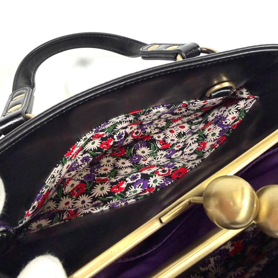 未使用に近い】アナスイ ハンドバッグ 2way がま口 ディディオン 黒