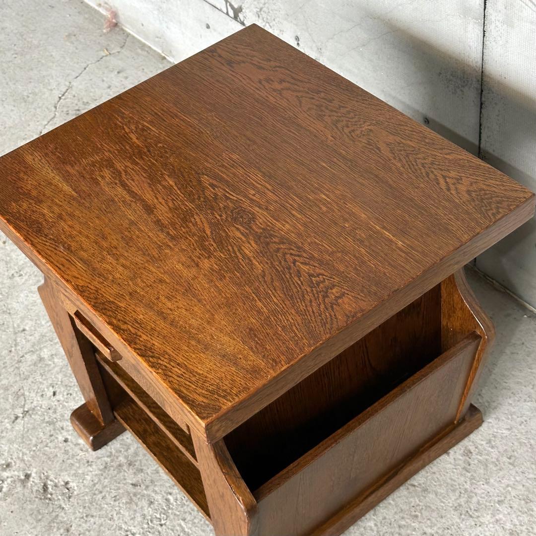 ✦オランダ家具✦オーク材サイドテーブル マガジンラック付 コーヒー