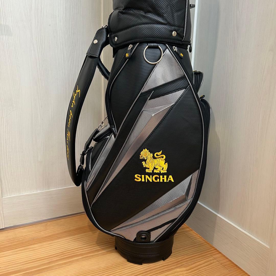 希少・美品】SINGHA シンハービール キャディバッグ ゴルフ カーボン調