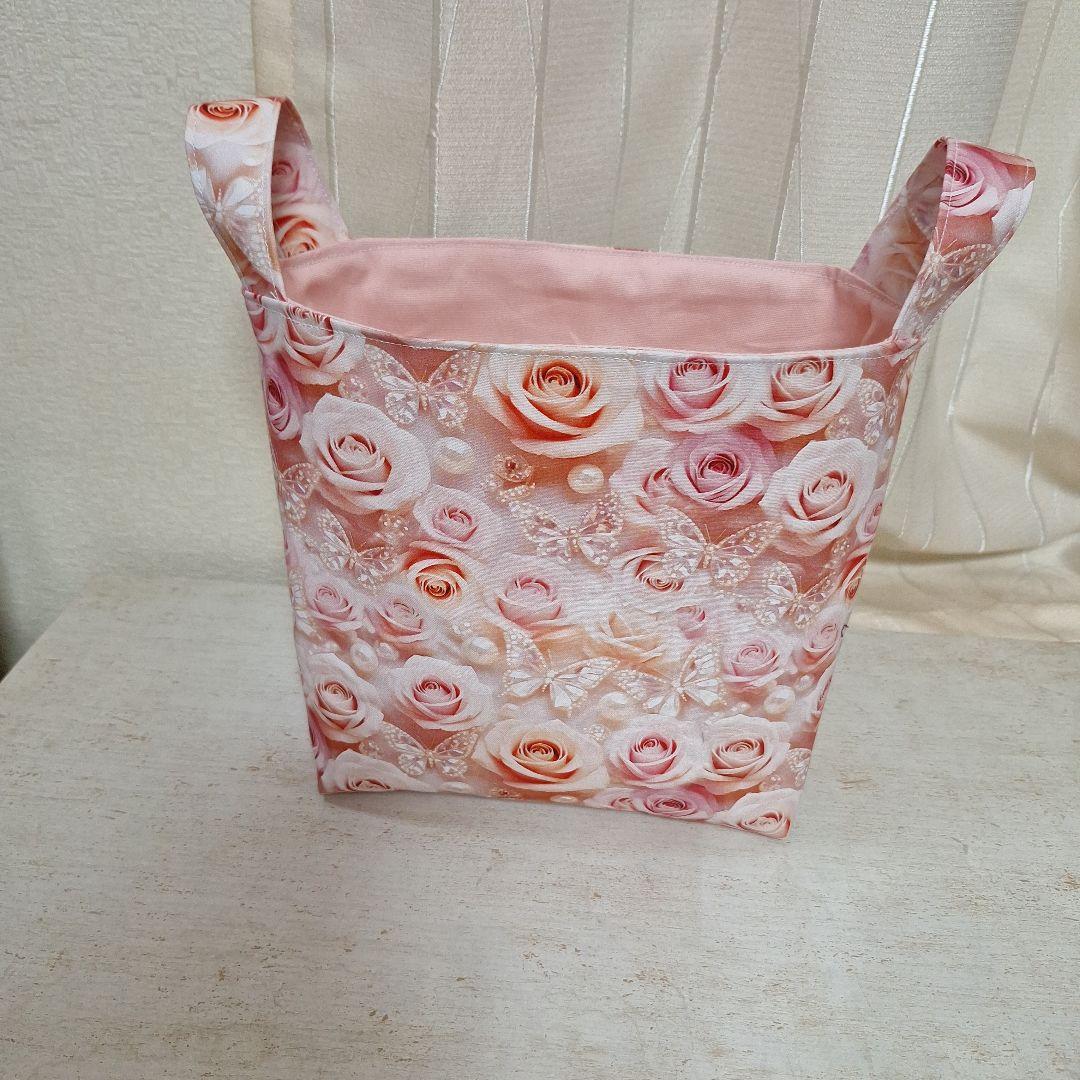 激レアねこと女の子パネル生地 ハンドメイド まちなしバッグ 布バスケット