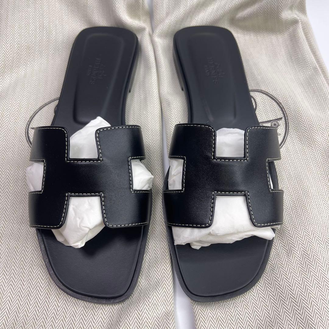エルメス H ermes サンダル 《オラン》 38黒　新品未使用品