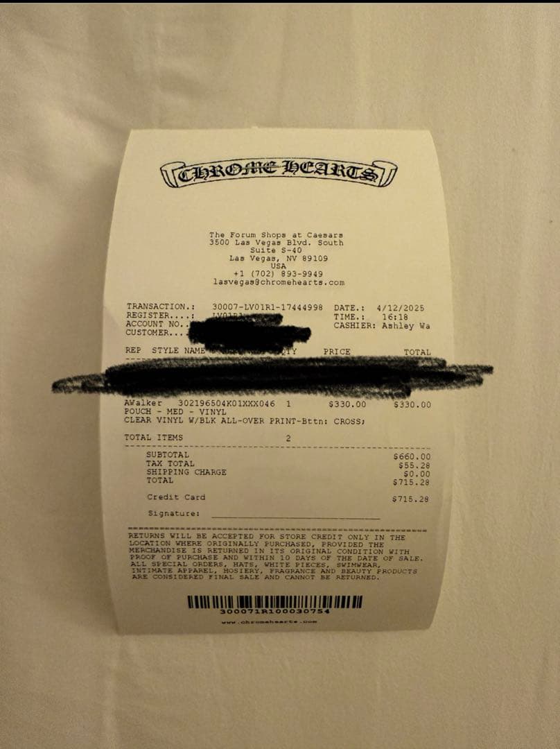 Chrome Hearts クロムハーツ シルバーボタン クリアポーチ ブラック