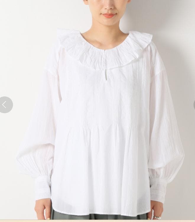 美品IENA ヌキテパ コットンフリル襟タックブラウス 五明祐子さん