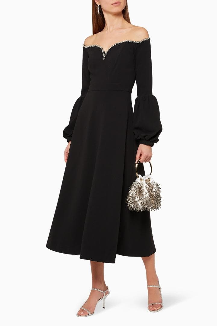 S*S様 セルフポートレイト オフショルダー ワンピース ブラック UK8 未使 SELF-PORTRAIT セルフポートレイト 18AW ホルダーネック ミニ丈 ワンピース