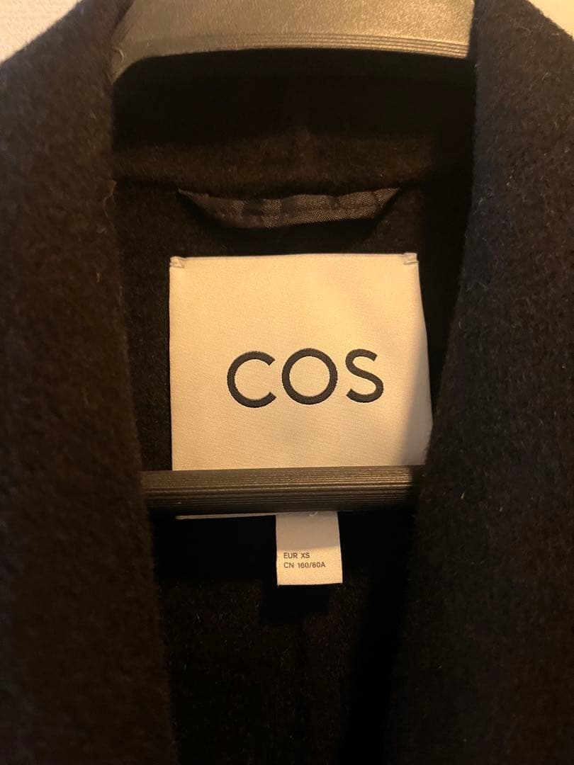 COS ダブルフェイスウールピーコート ブラック - メルカリ