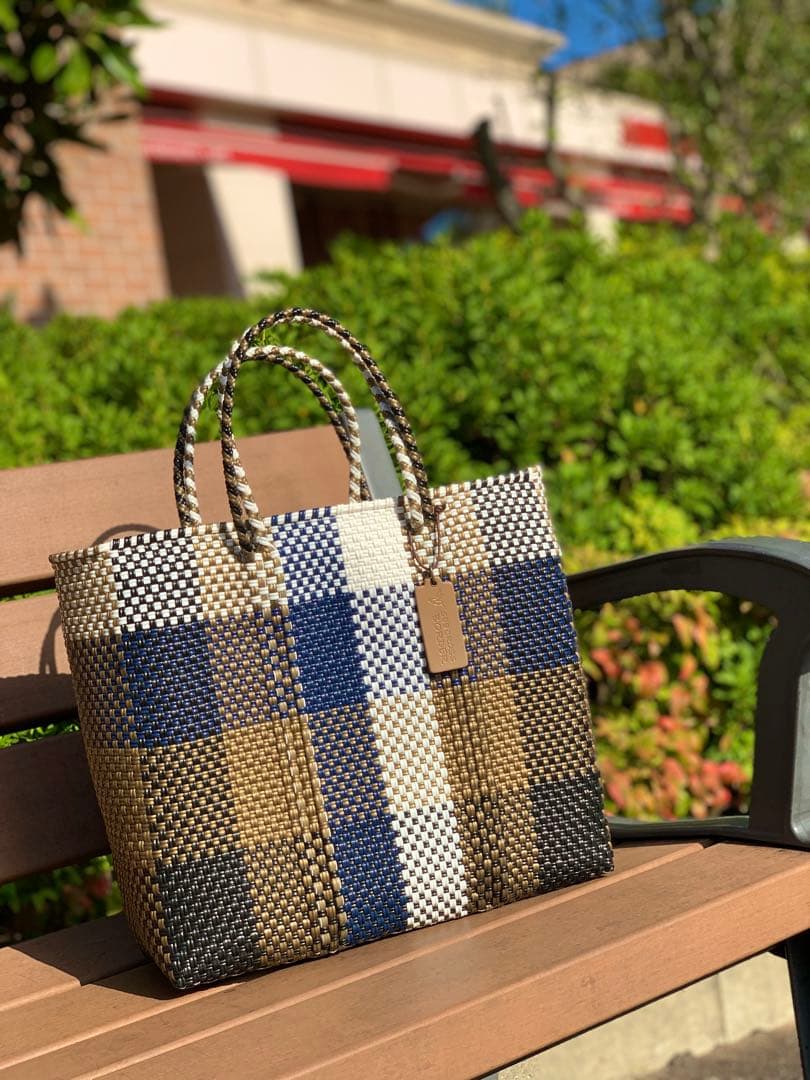 新品 大人気オアハカ産 メルカドバッグ メキシコ Sサイズ ネイビー