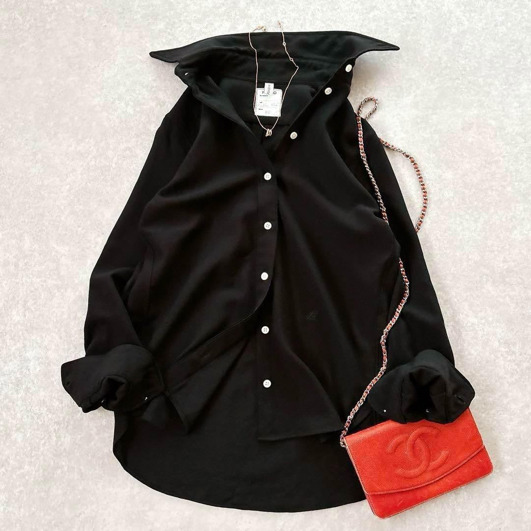 マディソンブルー ハイカラーマダムウールシャツ ブラック ウール B