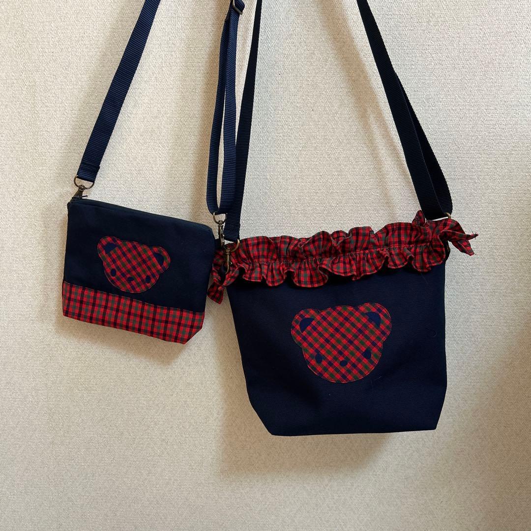 ビックマム様オーダー^ ^ファミリアチェックくまのアップリケミニトート