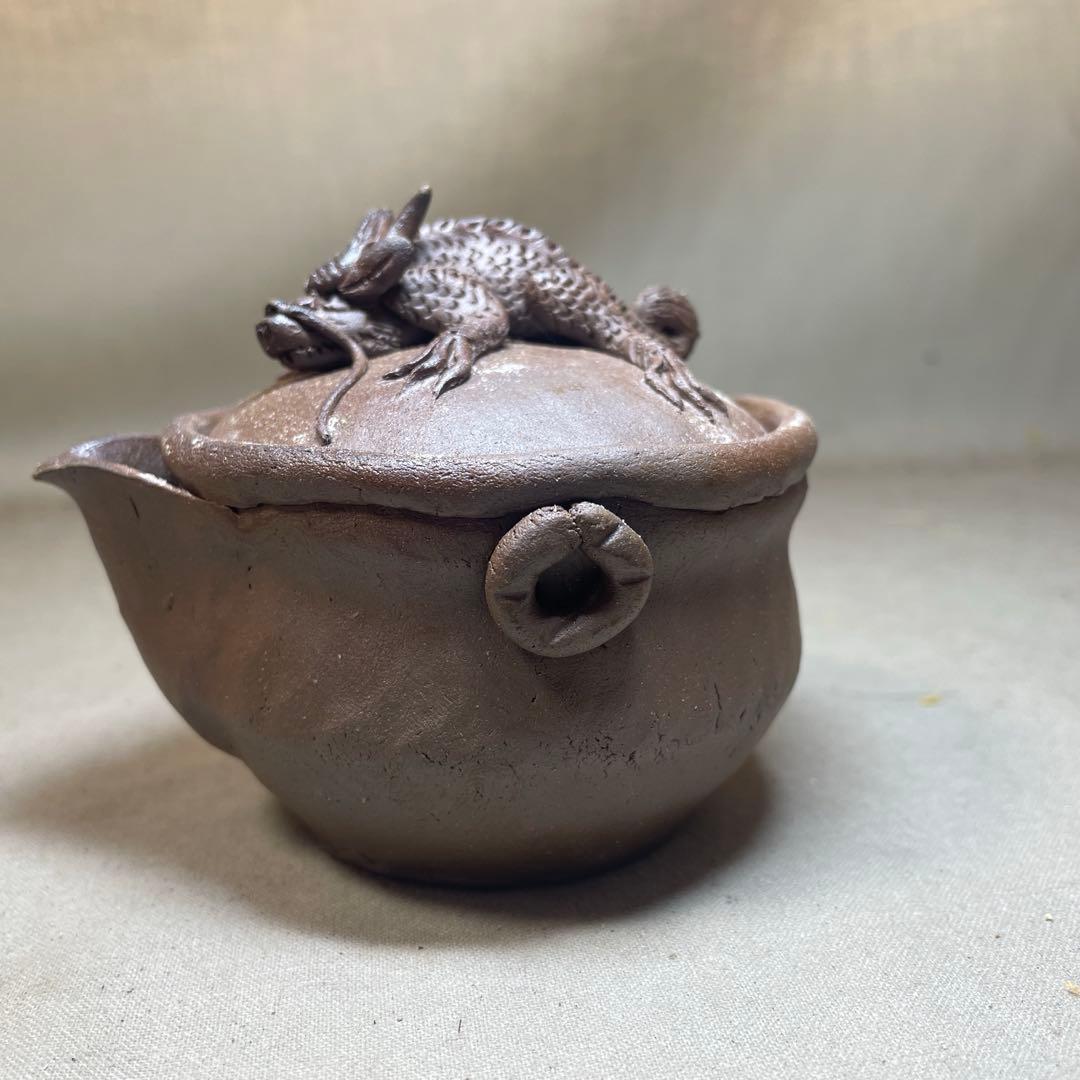 古い備前焼 備前龍宝瓶 手造り宝瓶 煎茶道具 茶器 古い備前焼 備前龍宝瓶 手造り宝瓶 煎茶道具 茶器
