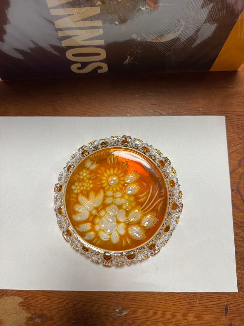 『 マイセン クリスタル ガラス オレンジ被せ』 《ヴィンテージ》《未使用》