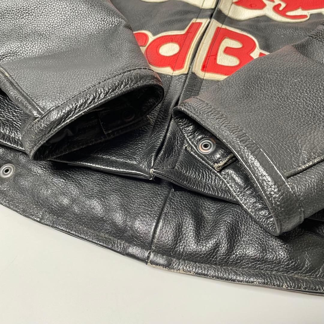 本革】RedBull レザー ライダースジャケット 黒 x 赤 L位 - メルカリ