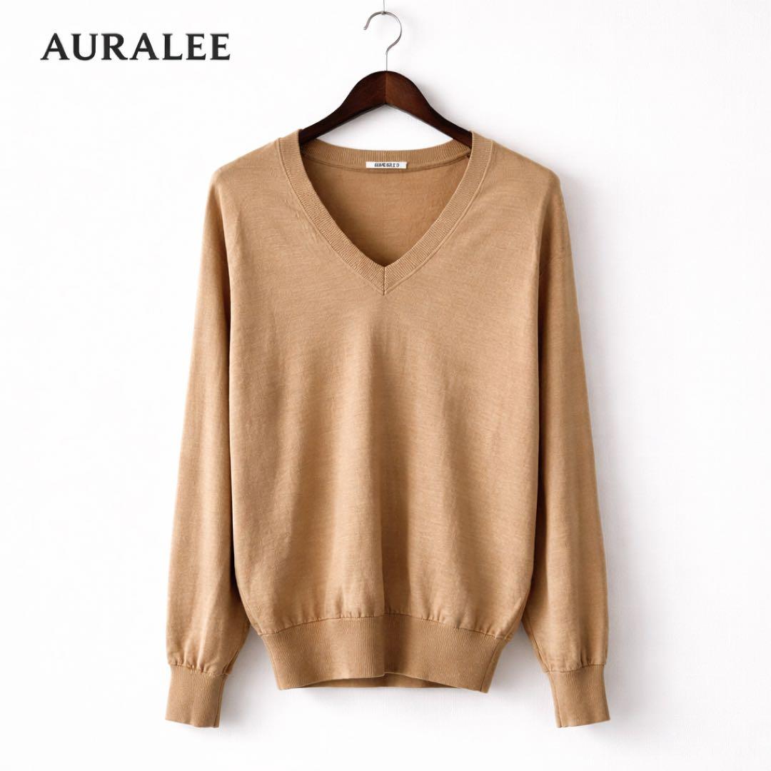 極美品】AURALEE 22AW スーパーハイゲージ Vネックニット 3 希少