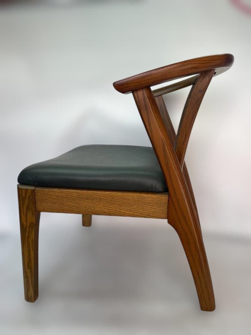 maruni 天然木 牛革 ダイニングチェア 木製 グリーン 12c92 - メルカリ