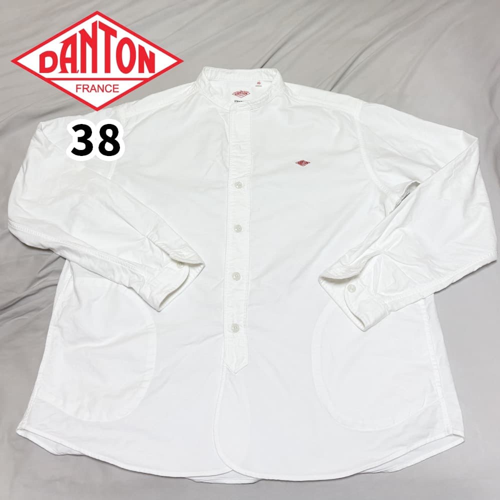 DANTON 白長袖シャツ サイズ38 ダントン ゆったり バンドカラー - メルカリ