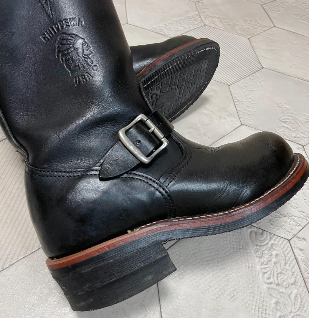 00s 白タグ USA製 チペワ CHIPPEWA 鉄板入り エンジニアブーツ黒