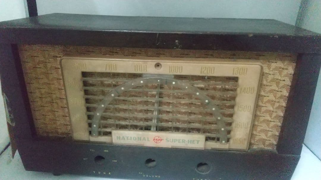 昭和時代/古い木製箱ナショナルスーパー真空管ラジオBX-730/ジャンク