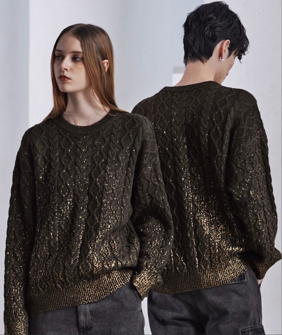 トップス clel Foil Print Cable Crew Neck Knit S CLEL Foil Print Cable Crew Neck Knit XS - shreebalajiind.com