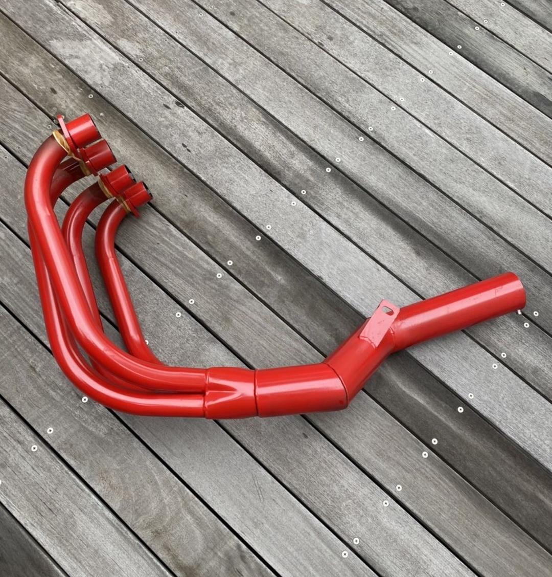 CB400F FOUR ショート管 集合管 70パイ 赤 マフラー ヨンフォア - メルカリ