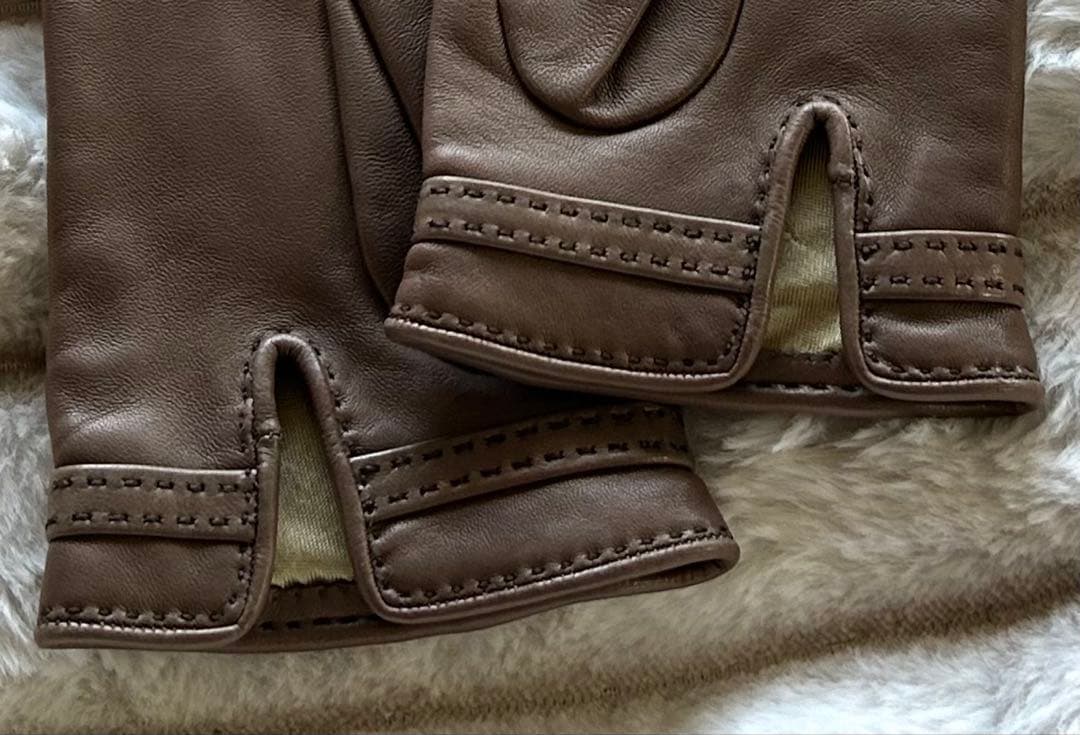 美品☆エルメス シェーヌダンクルレザーグローブ グレナン 手袋 8