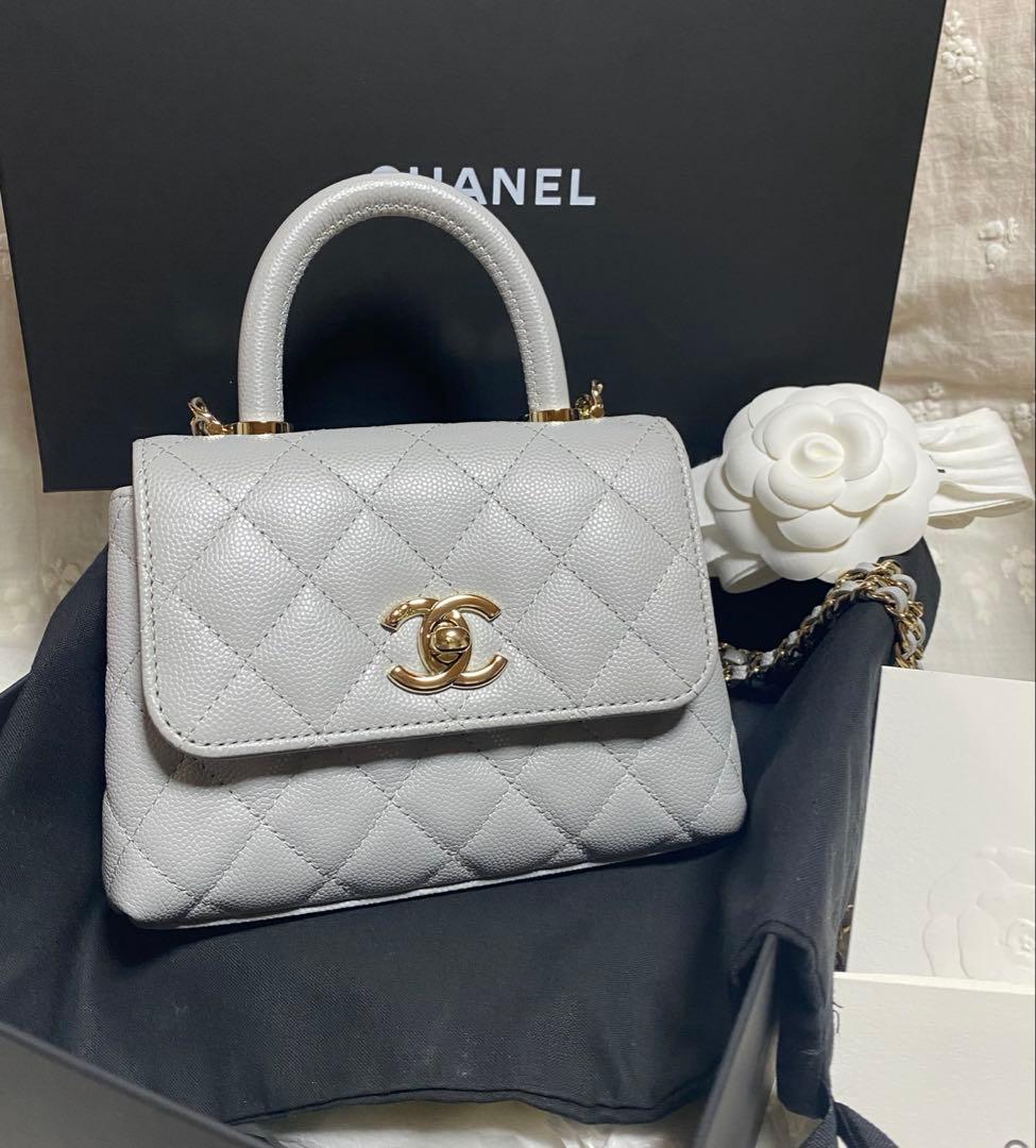CHANEL シャネル ココハンドルミニ 14.5㎝ グレー - メルカリ