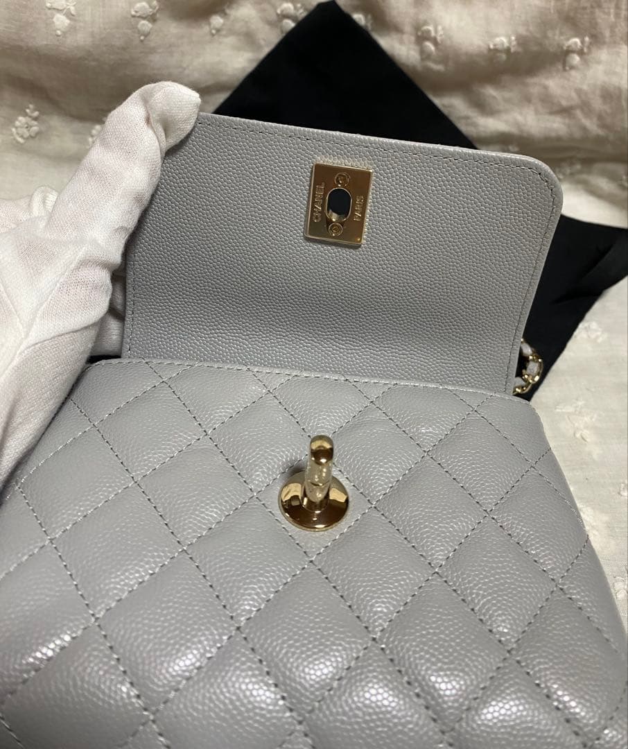 CHANEL シャネル ココハンドルミニ 14.5㎝ グレー - メルカリ