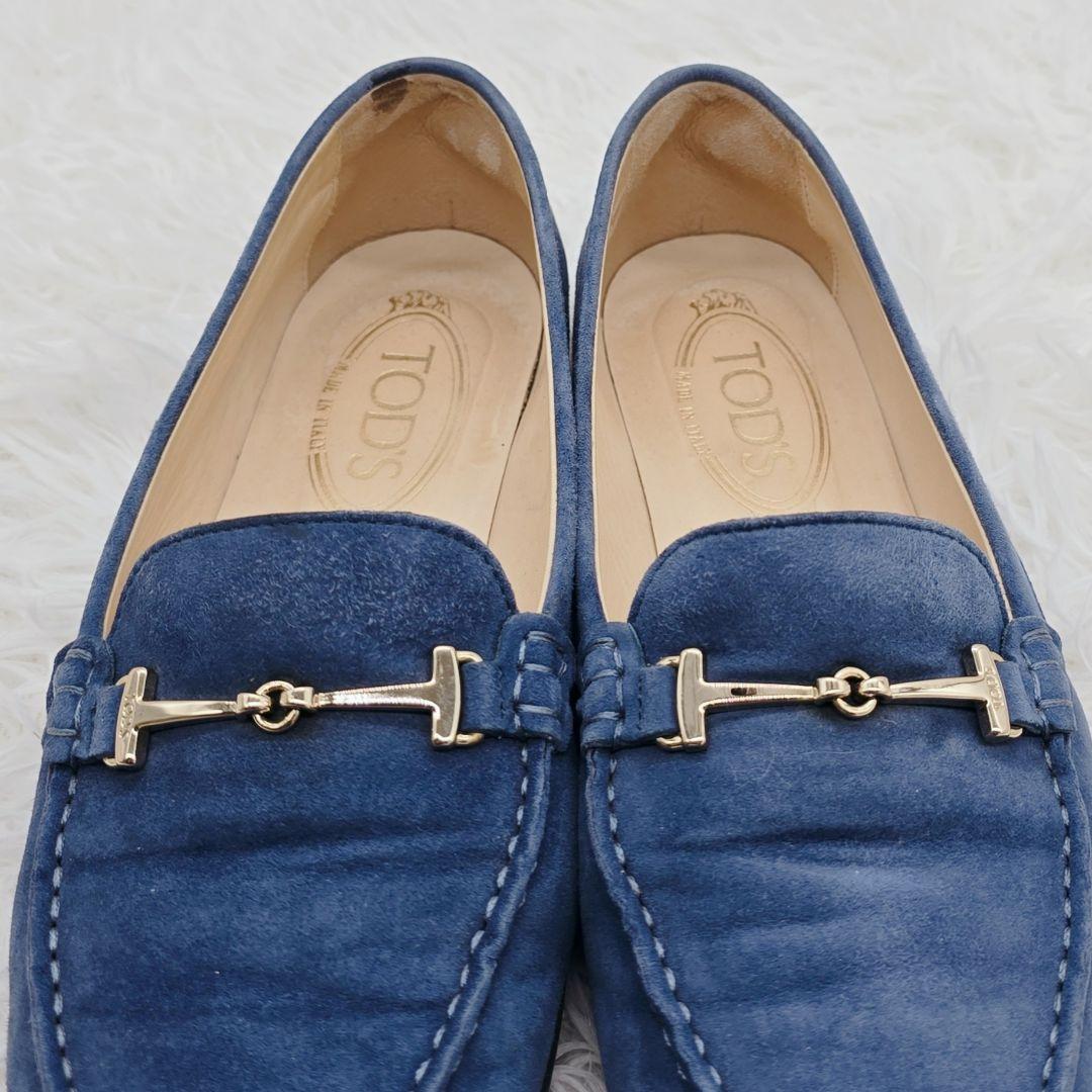 ✨美品✨TOD'S トッズ 本革 スエード ビット ローファー 青 24.5cm