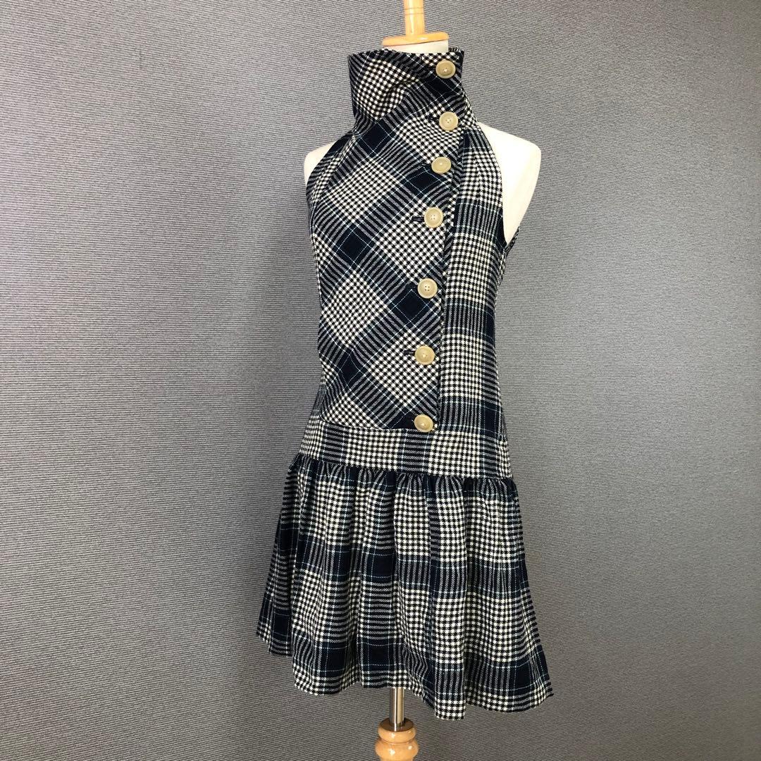 Vivienne Westwood チェック柄 ノースリーブ ミニワンピース Vivienne Westwood チェック柄 アシンメトリー スリーブレスワンピース