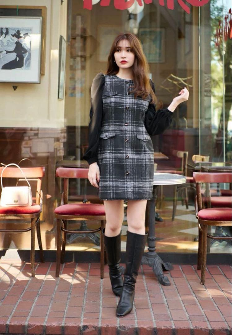 Herlipto Gabriel Tweed Mini Dress S