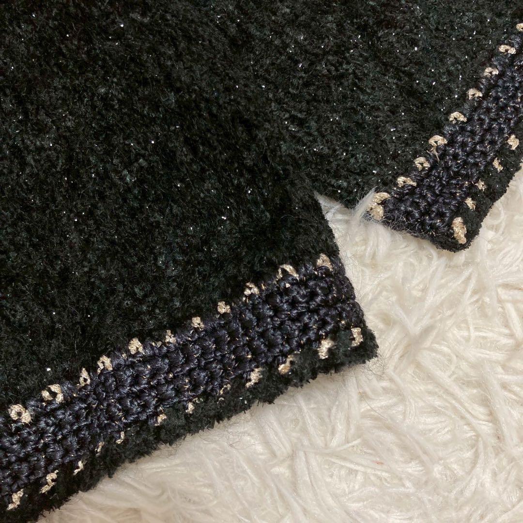 《良品》Leilian パール付きニットカーディガン ブラック 9号 フォーマル