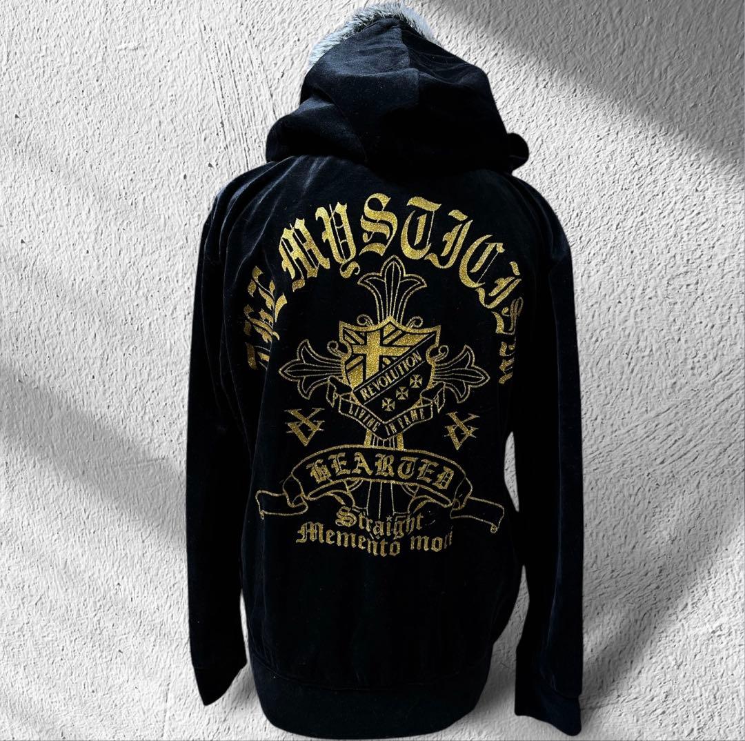 ✓00s 平成 ファー パーカー ベロア グランジ お兄系 ギャル y2k 黒金