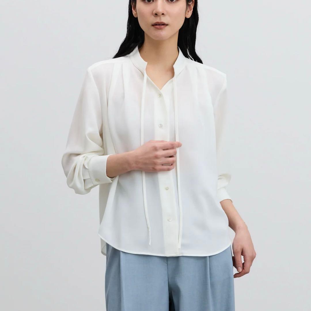 専用新品同様SOEJUエアリーリボンブラウス濃紺 - メルカリ