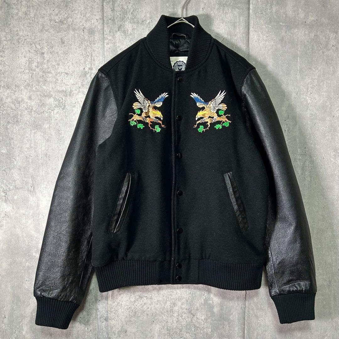 FRANKLIN & MARSHALL 刺繍 スーベニア スタジャン レザー 黒 - メルカリ