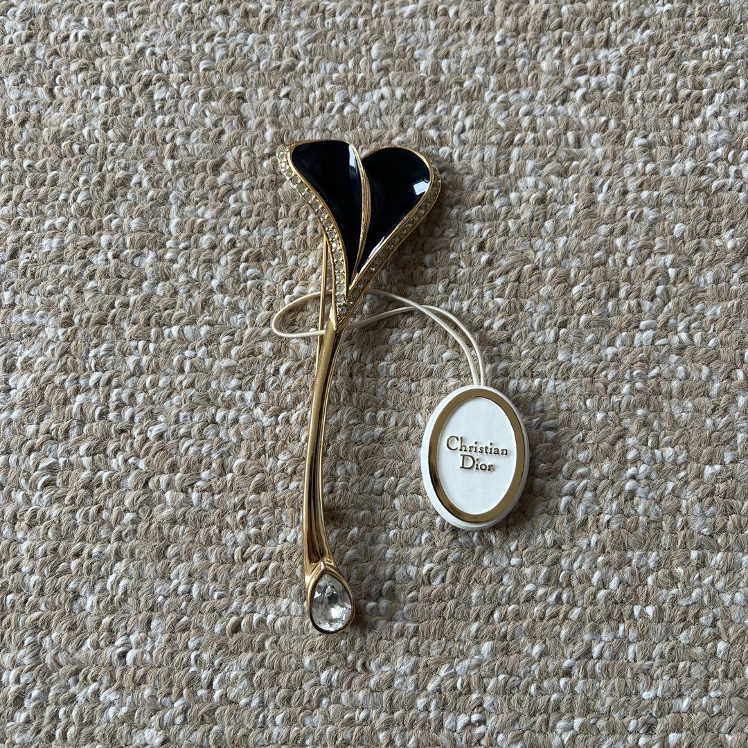 Dior ディオール ゴールド ラインストーン ヴィンテージ ブローチ