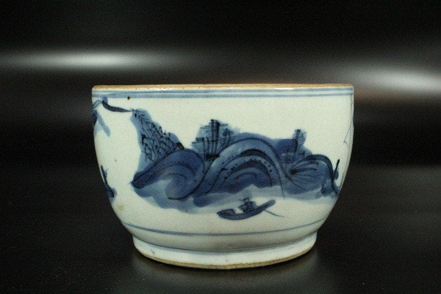 中国美術 古染付 山水舟紋 香炉 碗 明 旧家蔵出 - メルカリ