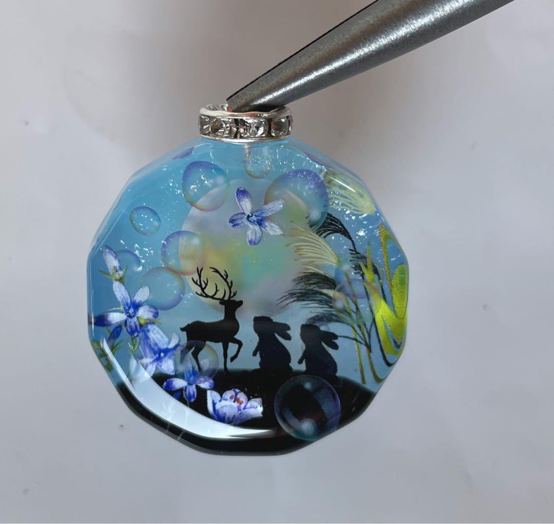 夕夏様専用/レジン/早秋の鹿と親子うさぎ ススキ 蓄光 オルゴナイト