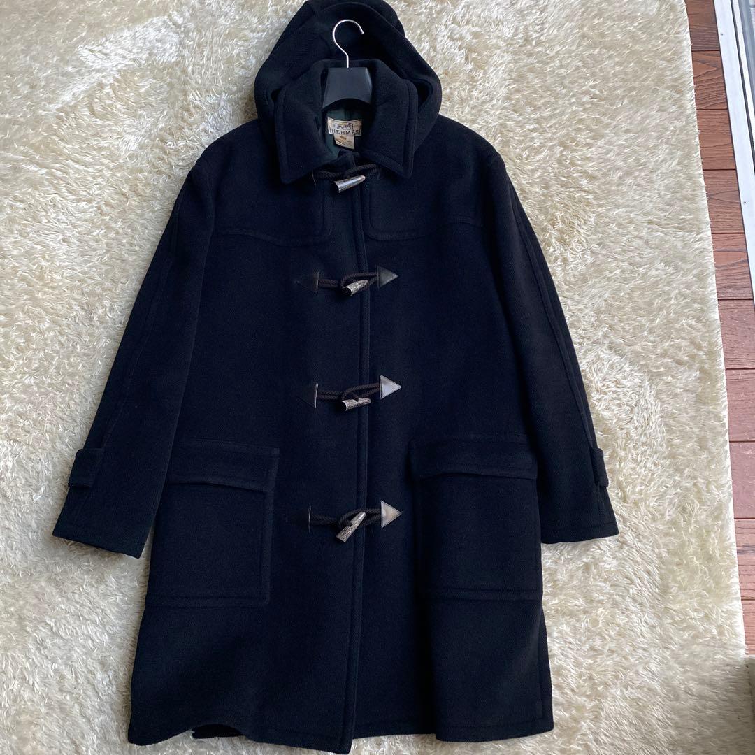 希少】HERMES エルメス ダッフルコート ヴィンテージ 50 ブラック 黒