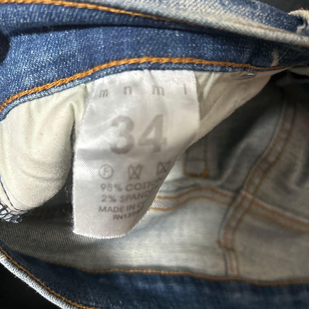 mnml ダメージ加工 スキニーデニムライトブルー - メルカリ